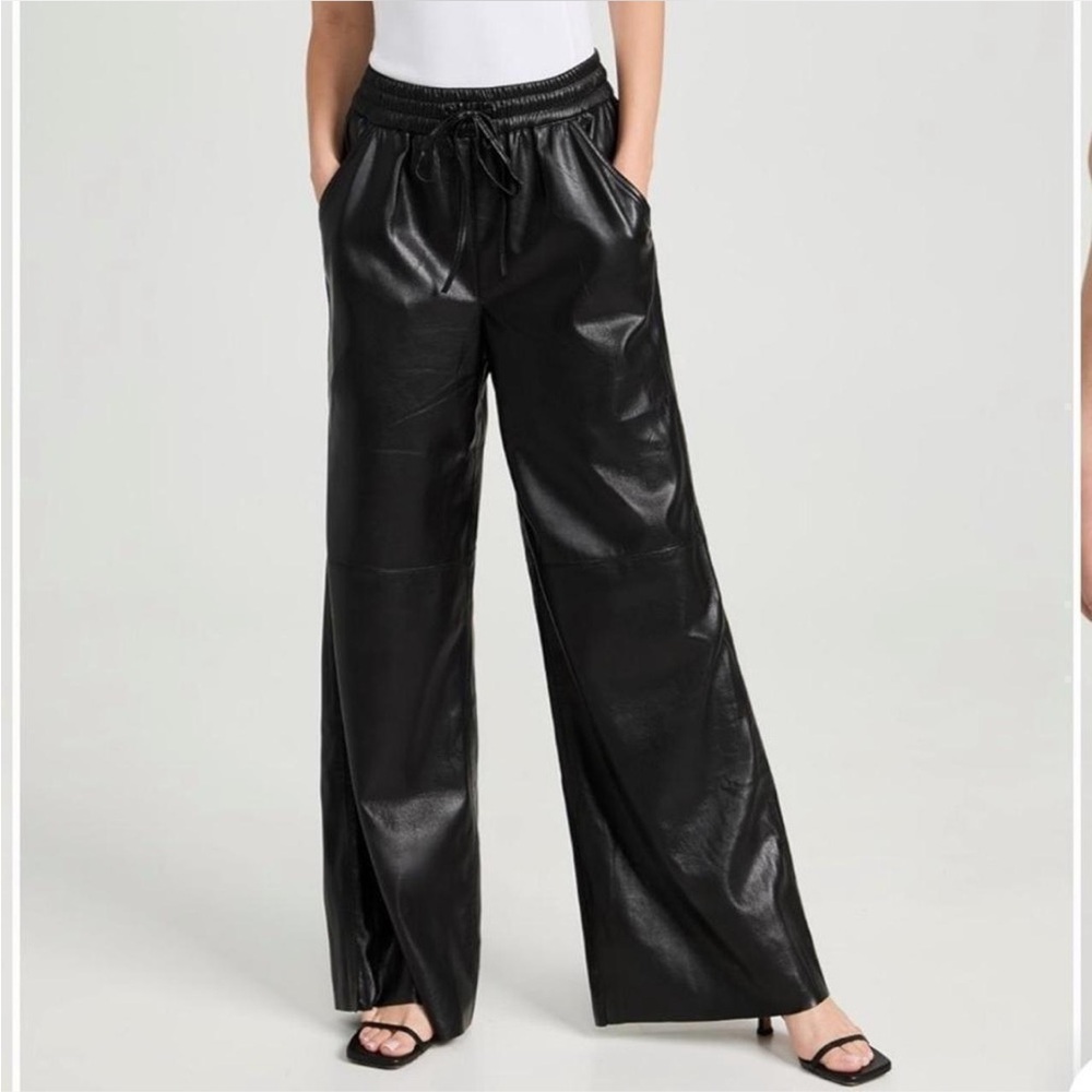 Good American Faux Leather wide leg pants